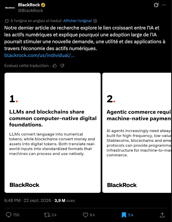 Le rapport de BlackRock sur l'intelligence artificielle et les actifs numériques, septembre 2026