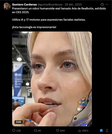 Aria de Realbotix, un visage à 17 moteurs pour reproduire les expressions humaines